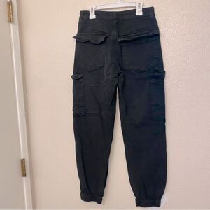 Forever 21 black cotton rayon blend Cargo Pants joggers hi rise Goth grunge S